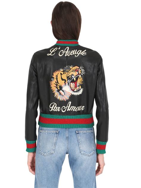 gucci womens bomber jacket|gucci tiger bomber jacket.